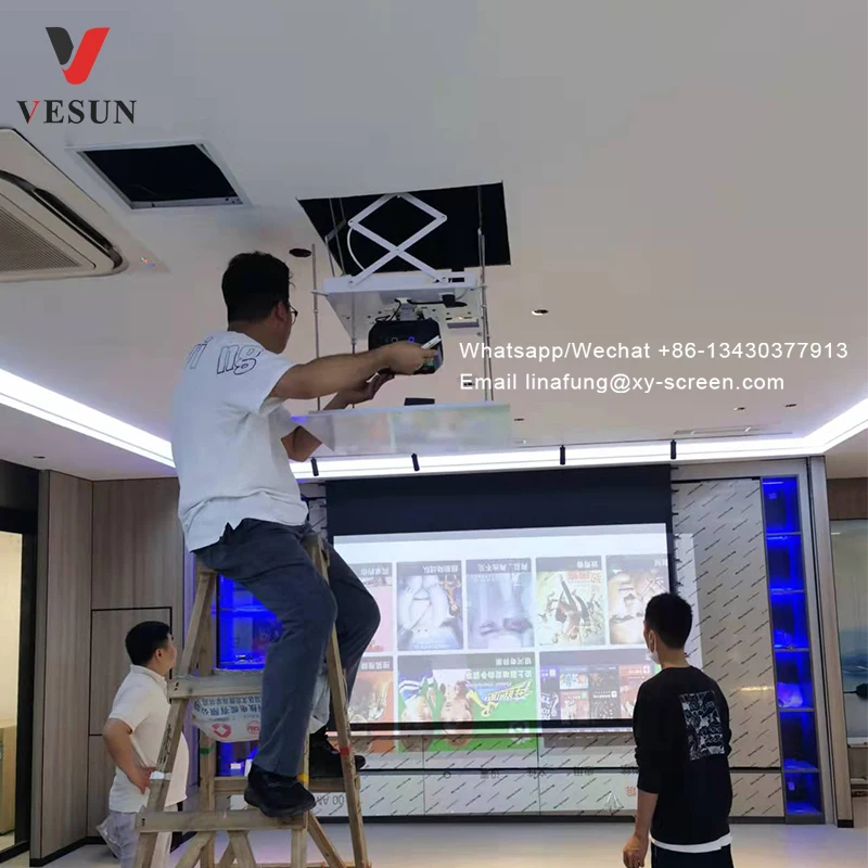 Custom Height Projector Lift Motorized Ceiling Projector Bracket Projector Hidden Lifter Adjustable Wireless Control