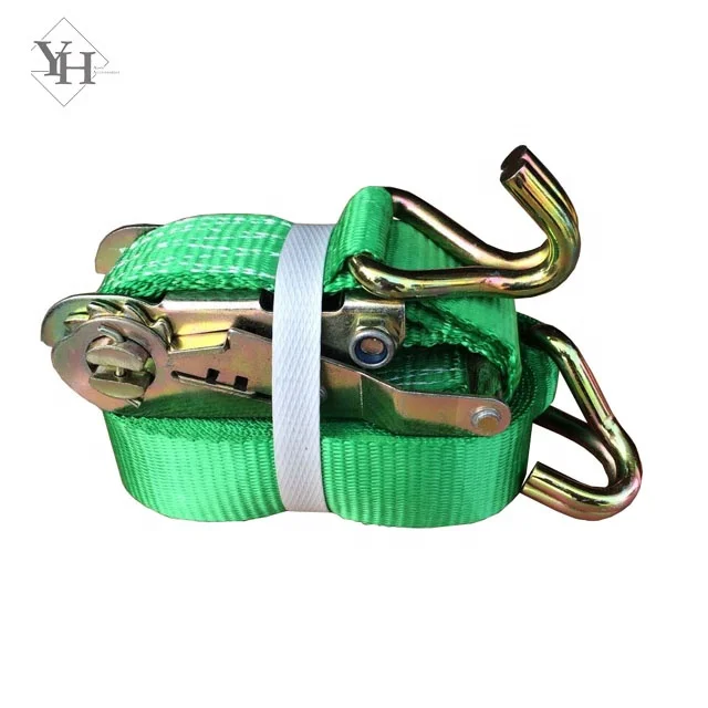 customized cargo lashing belt 38mm 2000kgs 2m 3m 4m 5m 6m 8m ratchet tie down straps with double j hook