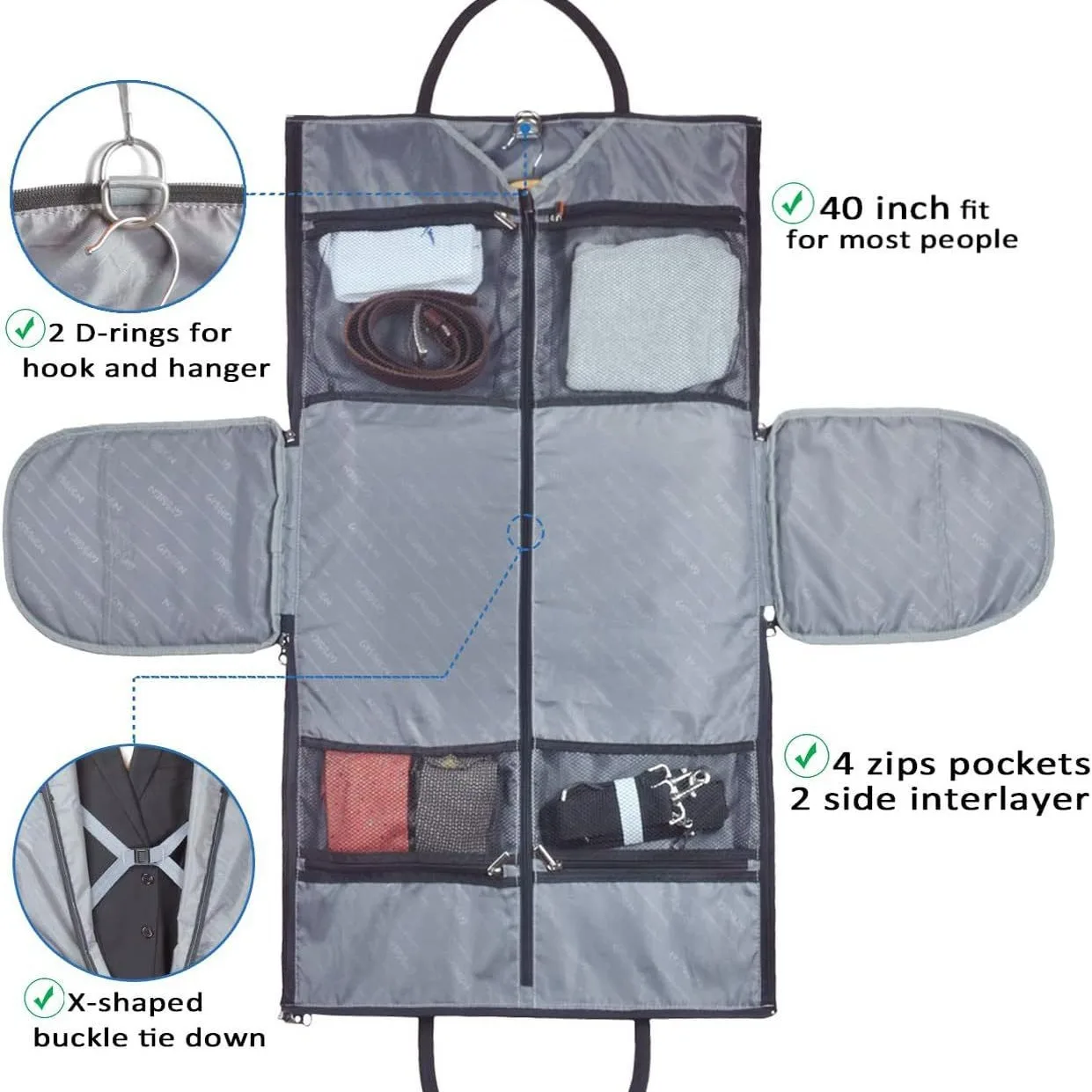 Suit Bag 2-in-1 Convertible Travel for Carrying Suits and Luggage