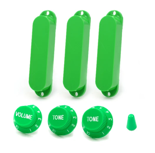 Set of Closed Single Coil Pickup Covers Volume Tone Knobs Switch Tip for Fender Stratocaster ST Strat Electric Guitar