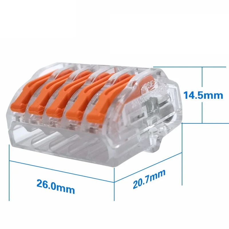 ENEC 5 pole push in wire connector led connectors with lever