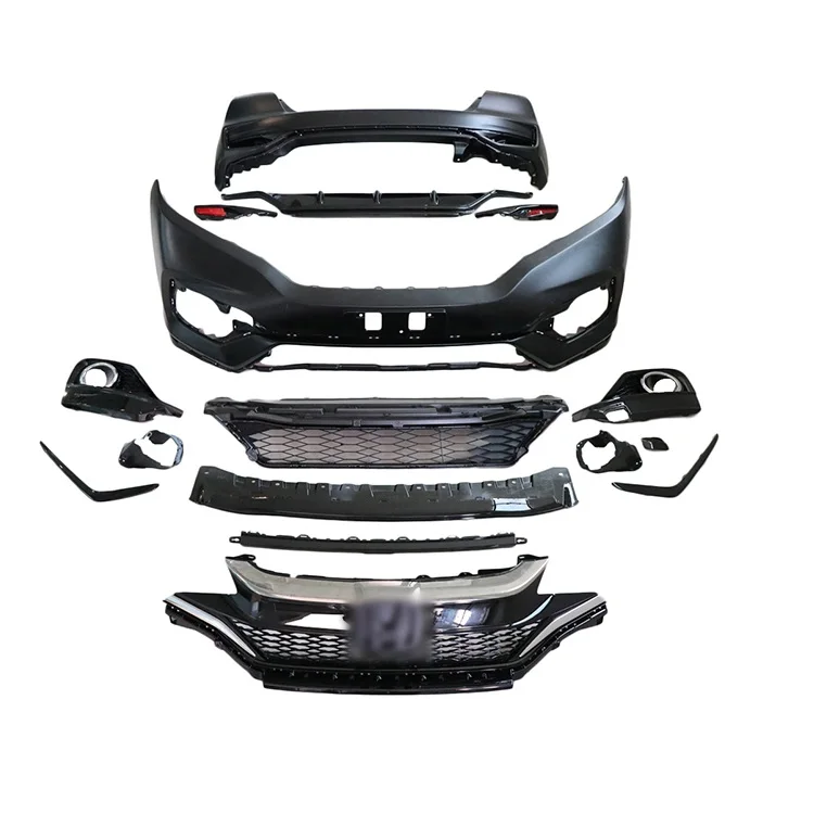 High Quality RS Style Car Bumper Front Lip Rear Diffuser Side Skirt Vents Spoiler Body Kit For HONDA Fit 2014-2020