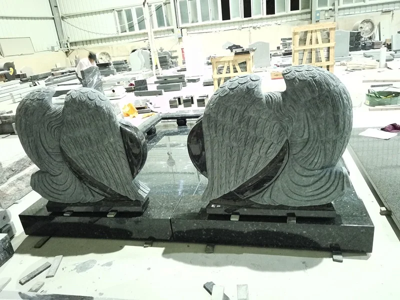 Large Granite Heart Shaped Angel Headstone For Cemetery Emerald Pearl Angel Gravestone Headstone with Factory Price