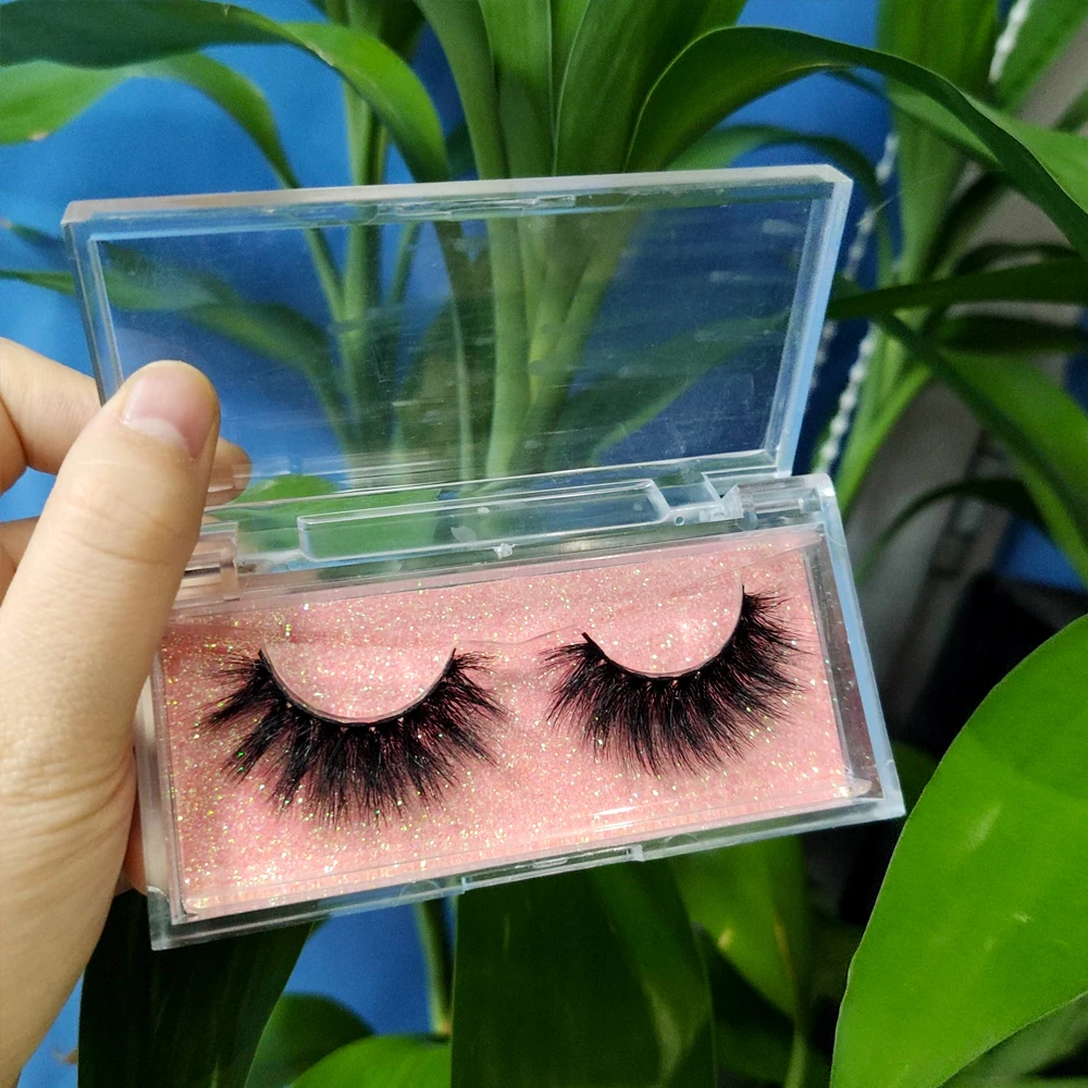 25mm Dramatic False Eyelashes Acrylic Lash Case Lashes Clear Eyelash Case Plastic Lashes Case with Customized Logo Hand Made Fur