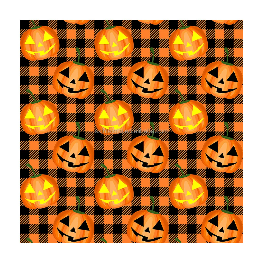 Halloween Digital printing 95 Cotton 5 lycra Knitted 4 way stretch precut fabric for kids