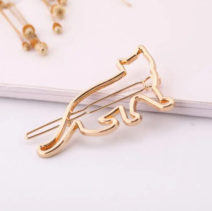 HC10006 Fashion Retro Gold Plated Hair Clips, Cat Barrette Hairpins, Korean Hairpins Alloy Hair Clips Sets For Girls