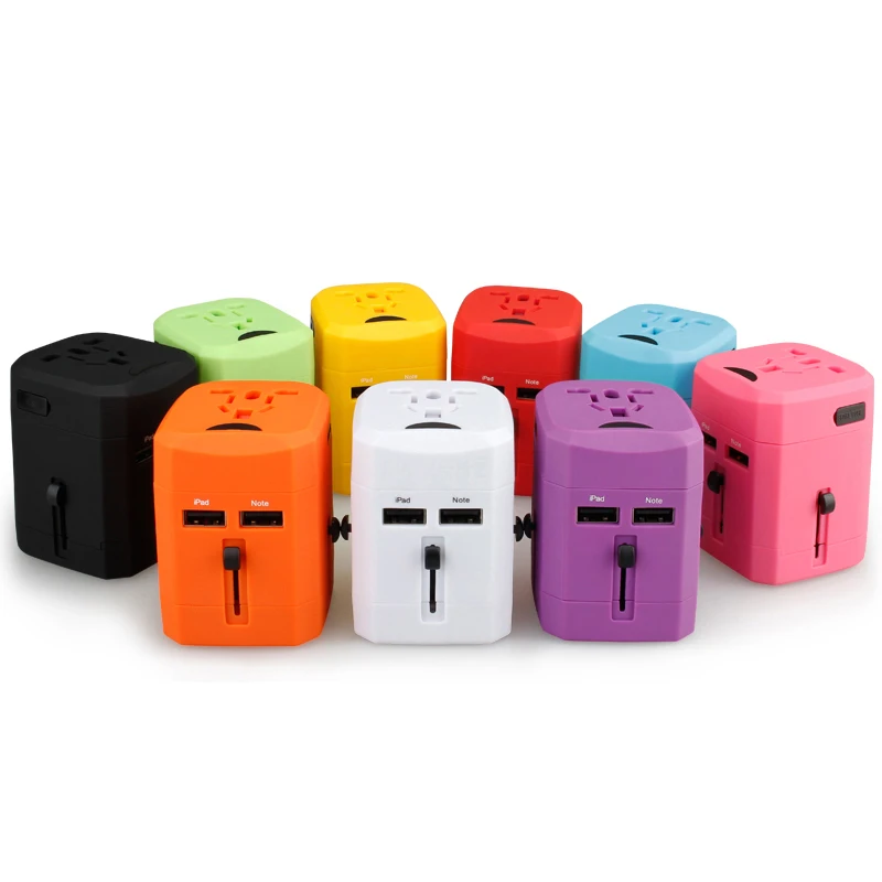 2 USB fast charger travel adapters electrical plug socket 100-240V universal adaptor