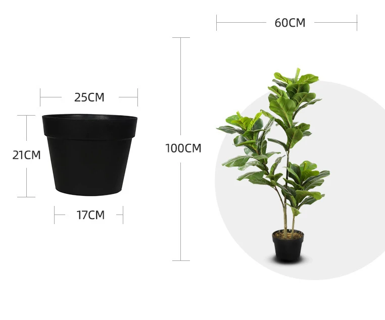 Artificial Plants Indoor Potted Plant Fiddle Leaf Fig Tree Ficus Lyrata Eco-Friendly PEVA Rubber Tree For Home Garden Decoration