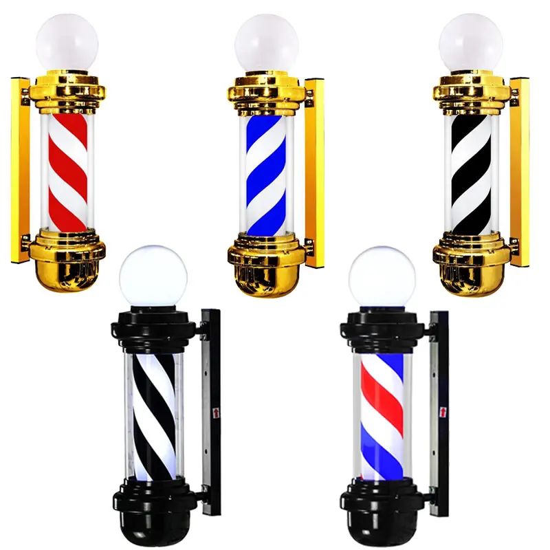 Hot Sales Cheap Gold Rotating Led Vintage Barber Shop Decoration Pole Light Outdoor Barber Pole