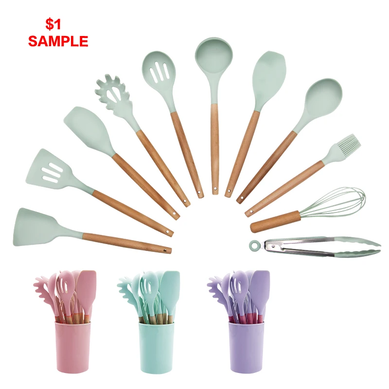
Wholesale Silicone Cake Baking Utensils Set Kitchen Cooking Tools Set Kitchen Cookware 12Pcs Utensils Set 