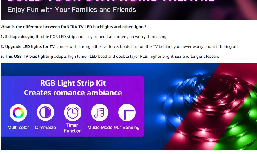 Светодиодная водонепроницаемая лента SMD 5050 с пультом дистанционного управления 30 светодиодов/м rgb USB подсветка телевизора