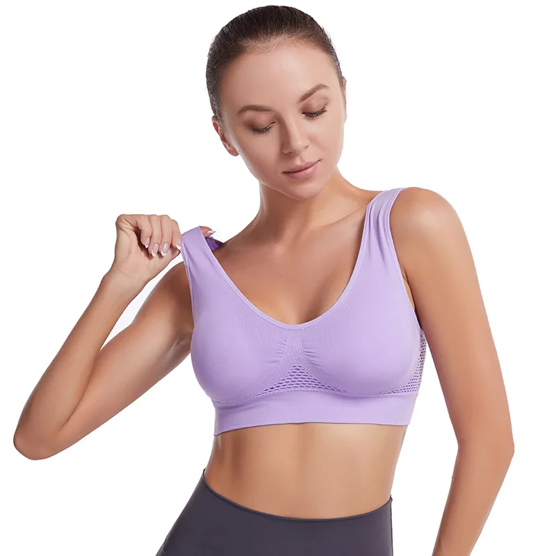 Shunaier S ~ 6XL дышащий Удобный бесшовный бюстгальтер с мягкой сеткой sujetador deportivo Большой беспроводной BH yoga женские спортивные бюстгальтеры