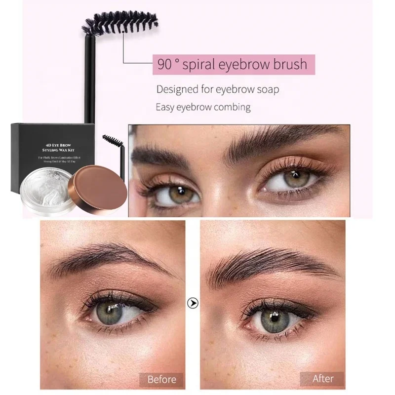 NEW Eyebrow Soap Brow Wax Pomade Eyebrow Jelly Gel 4D Eye Brow Styling Wax Kit for Fluffy Brows Lamination Effect Strong Hold