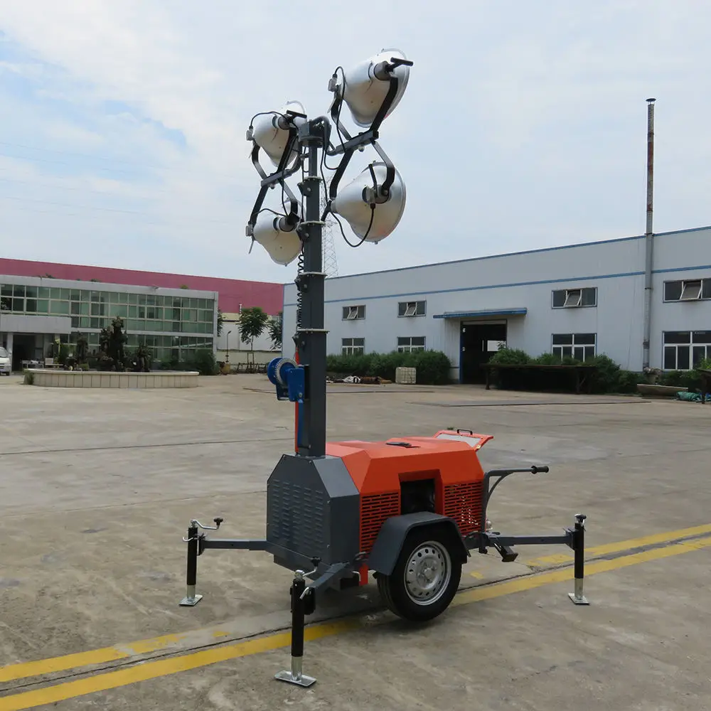Free Shipping construction mobile lighting tower portable solar light tower light generator