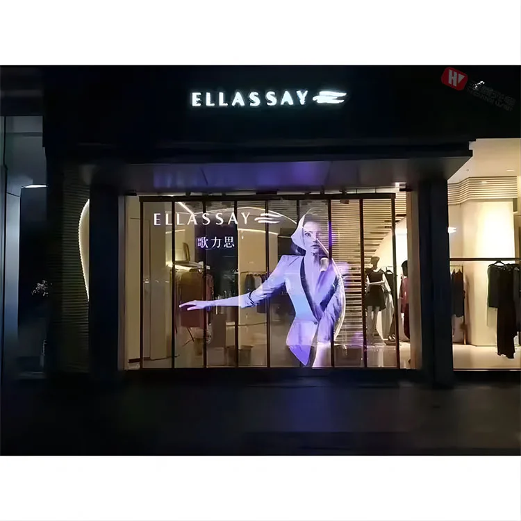 Glass Window Curtain Indoor Advertising Video Wall Panel P3.91 Transparent Led Display