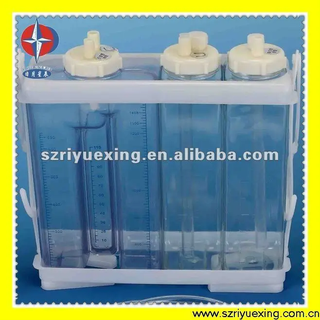 1600ml ,2000ml,2500ml luxury under water sealed system plastic chest drainage bottle