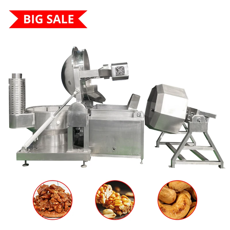 Industrial auto commercial gas electric peanut corn cashew nut frying machine deep fryer fries chicken frying production line