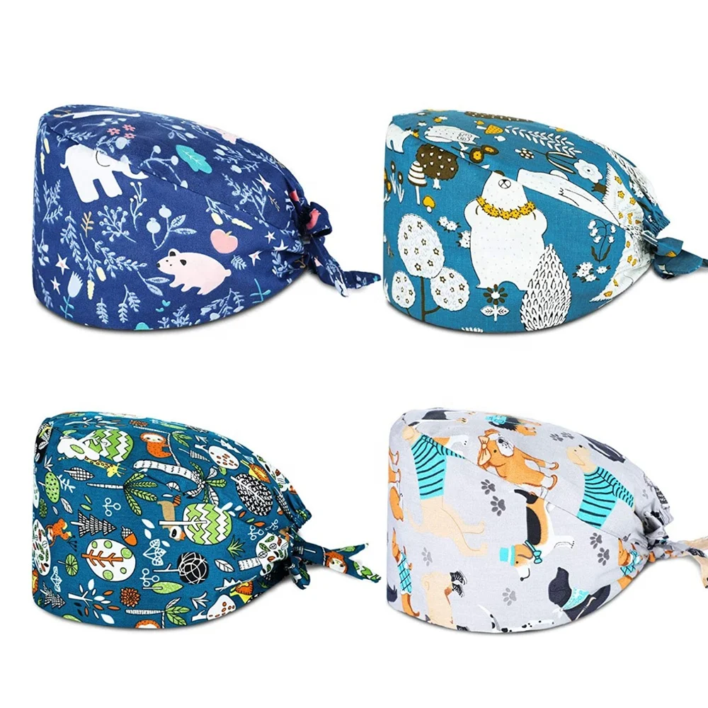 
New Arrival Round Hat Printed Cotton Surgical Operating Hat For Doctor 