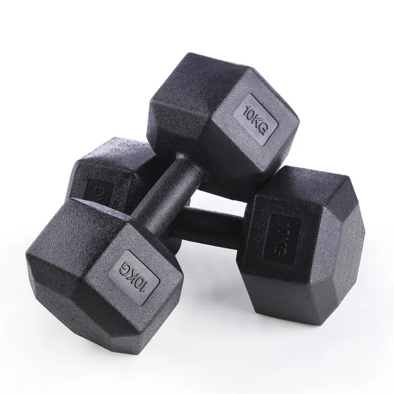 Linefar Fitness Cement PVC Hex Dumbbell Weights KG Level Gym Dumbells Hex