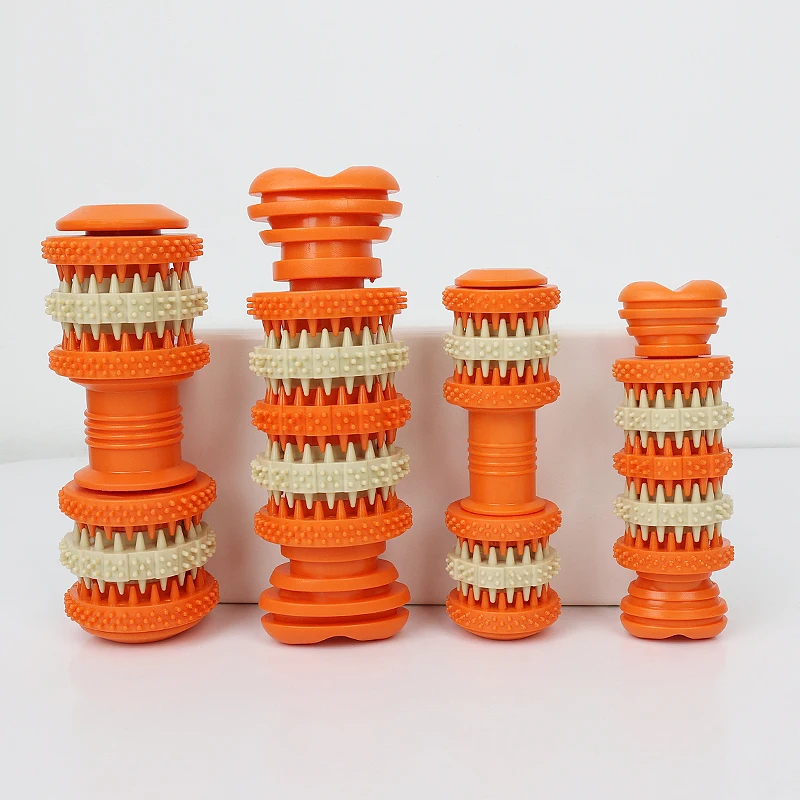 Indestructible Dog Chew Toy Puppies Teeth Cleaning Toy Food Dispensing Interactive Treat Dumbbell Puzzle Toy