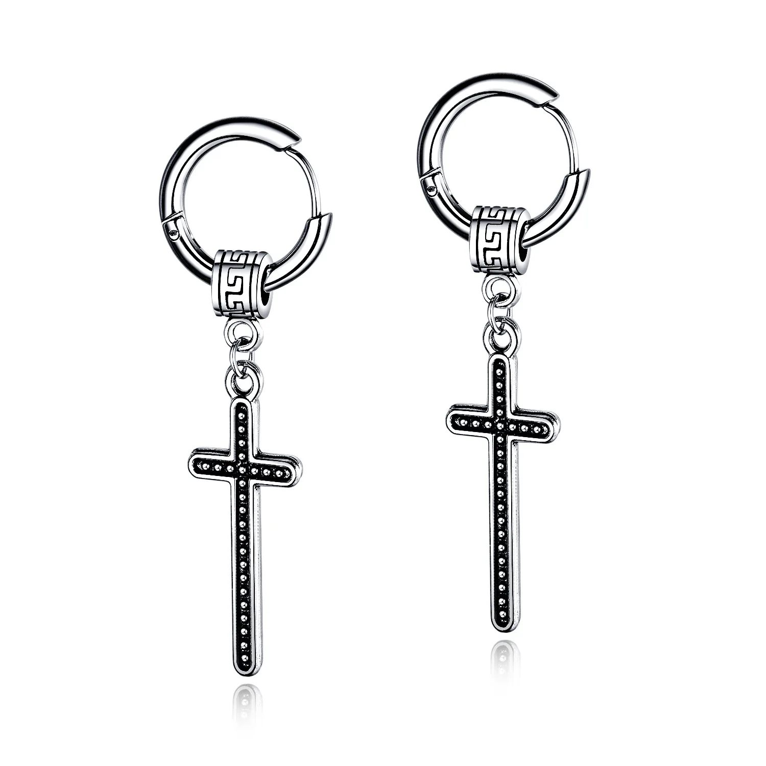 Punk Cross Titanium Steel Stainless Pendant Earring Cool Trend Piercing Cold Wind Earrings