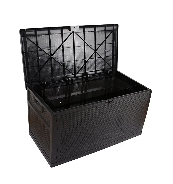 Big Outdoor Plastic Storage Box Garden Furniture in rattan look 120Gal 460L