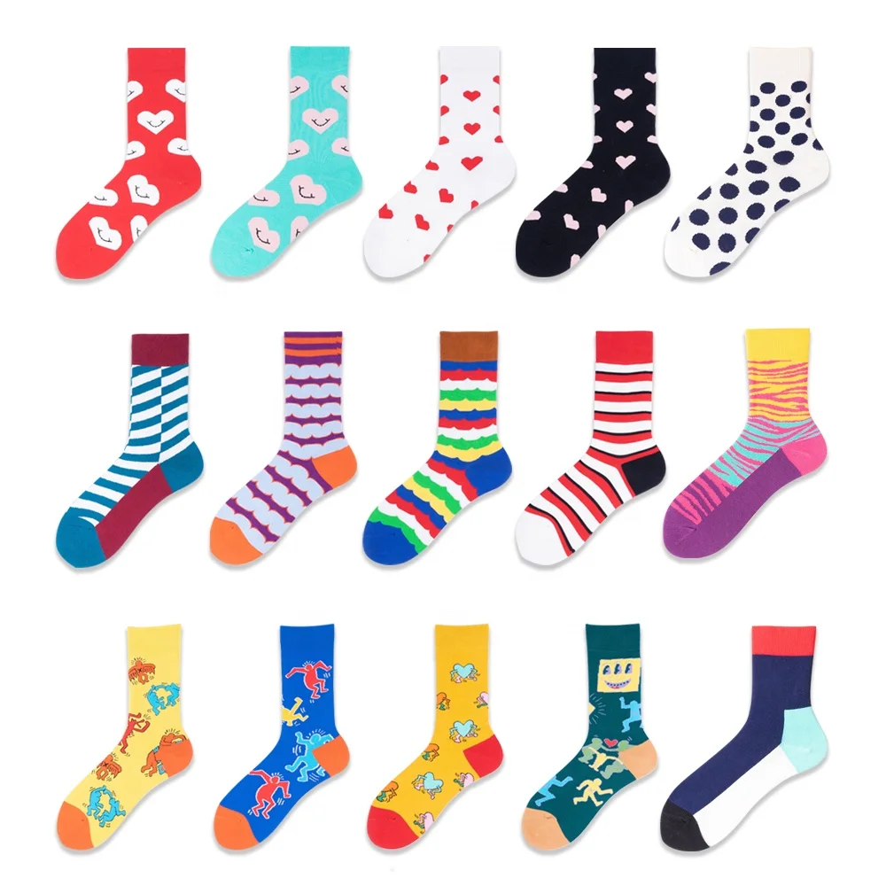 
China Manufacturer Custom OEM Colorful Combed Cotton Happy Crew Men Design Own Socks 