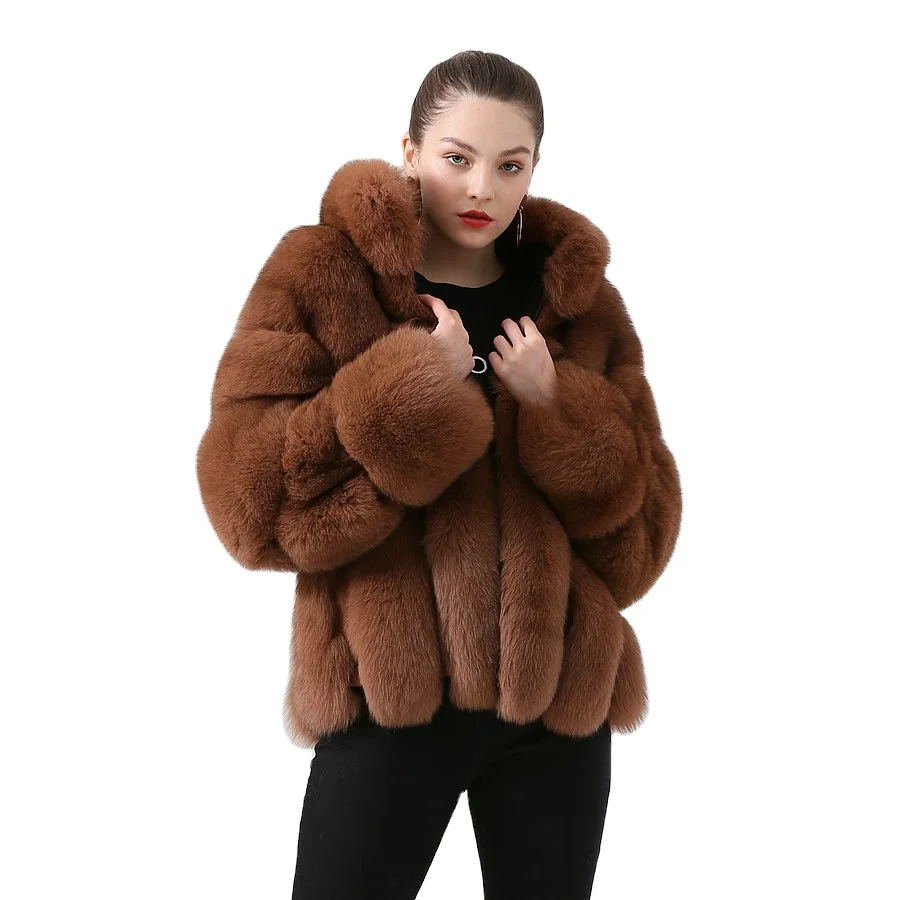 QIUCHEN- QC19018 High Quality Real Fox Fur Plus Size Jacket Fashion bubble Coat Wholesale With fur