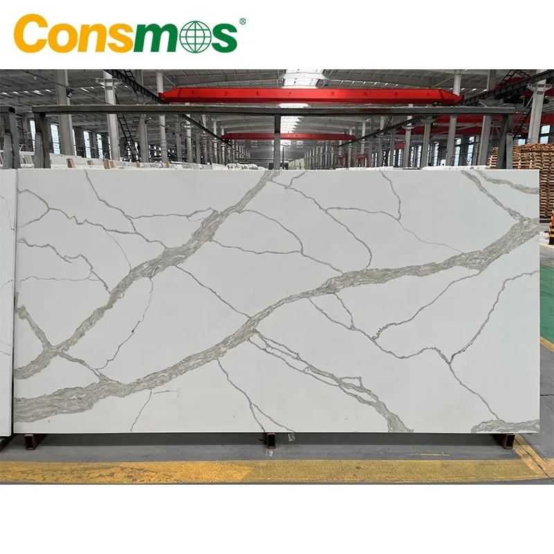 High Quality Calacatta White Quartz Stone Slab Artificial Stones for Kitchen