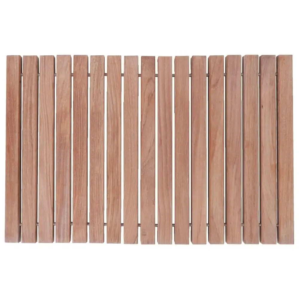 Teak Shower and Bath String Mat - Indoor and Outdoor Use - Non-Slip Wooden Platform for Sauna, Pool, Hot Tub Flooring Decor