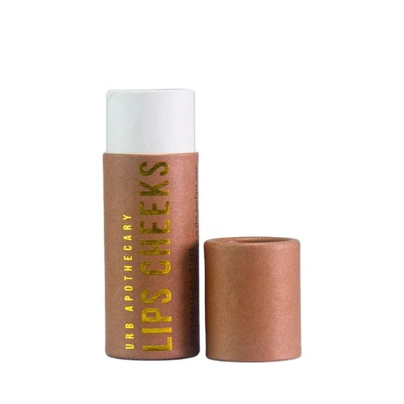 40ml Compostable recycled Organic Soybean sun stick tube Lip balm kraft mini lip scrub brush blooming tea bar soap packaging
