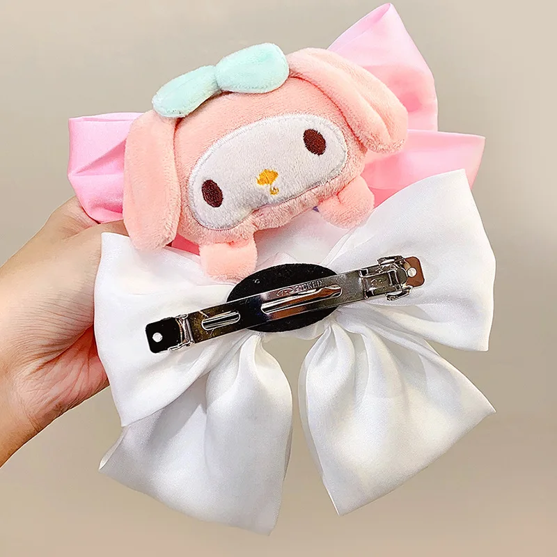 DHF178 New  Kuromi Cinnamoroll Doll Bow Hair Clip Girl Cartoon Melody Pompom Purin Hairpin Outdoor Clip Hair Accessories
