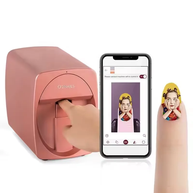 Small 3D Intelligent Nail Printing Machine O2 Automatic Smart Mobile Wifi  DIY Nail Printer