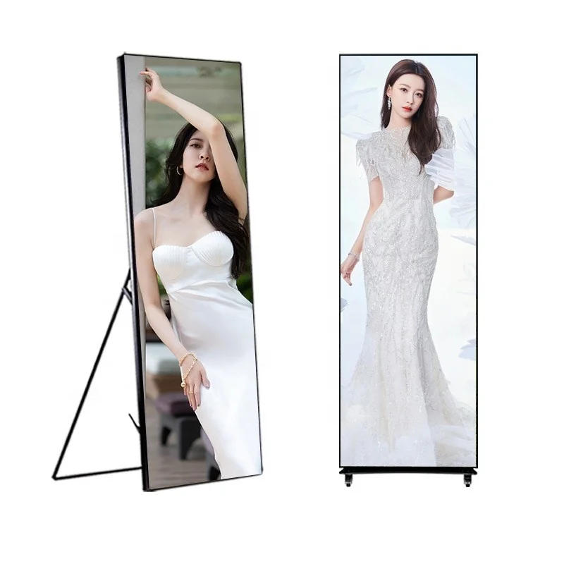 HD Indoor Portable Led Advertising Poster  P2 P2.5 P3 P4 Standing  Display  Led Poster Mirror Led Screen For Shop Advertising