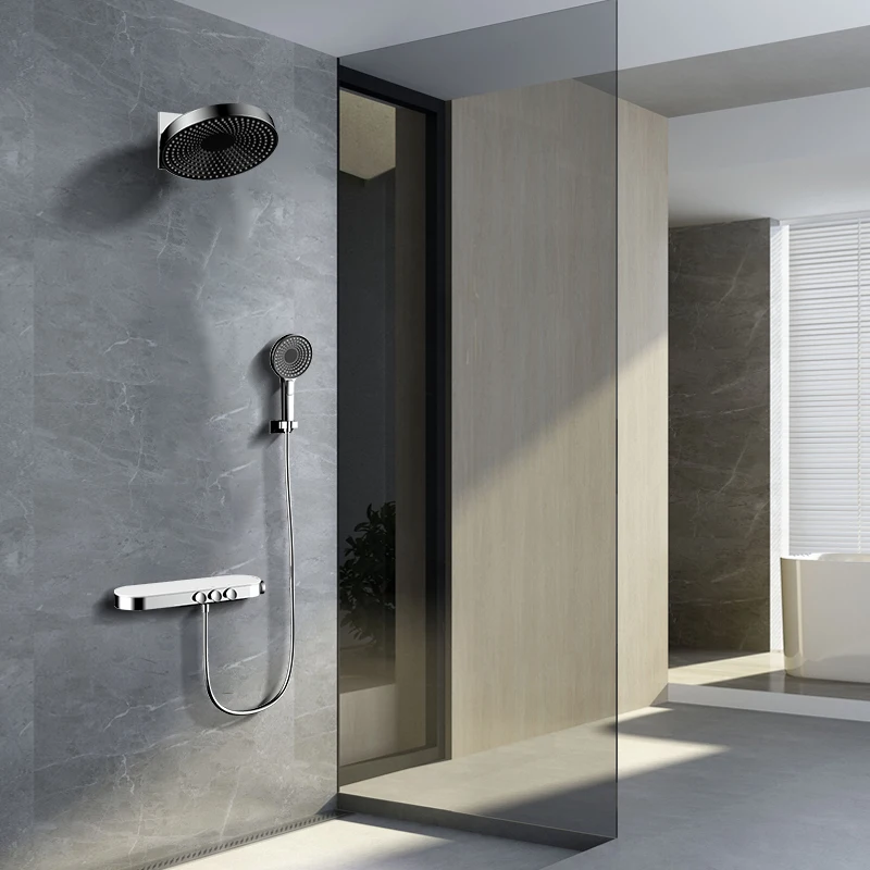 Smart Bathroom 1.5M PVC Shower Hose Brass Hot Cold Water Mixer Concealed In-Wall Shower Faucet Rain Shower Mixer Set