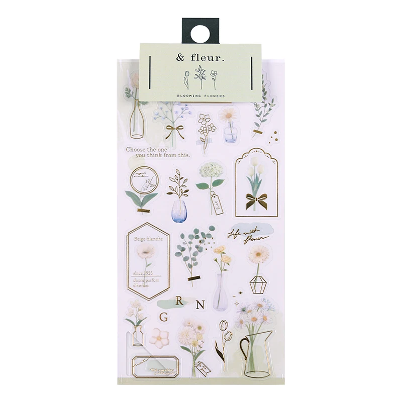 SHANLE Wholesale Korean Plant PVC Sticker Set Aesthetic Flower Vinyl Sticker Custom Kids Memo pad Deco Stationery Diary Stickers