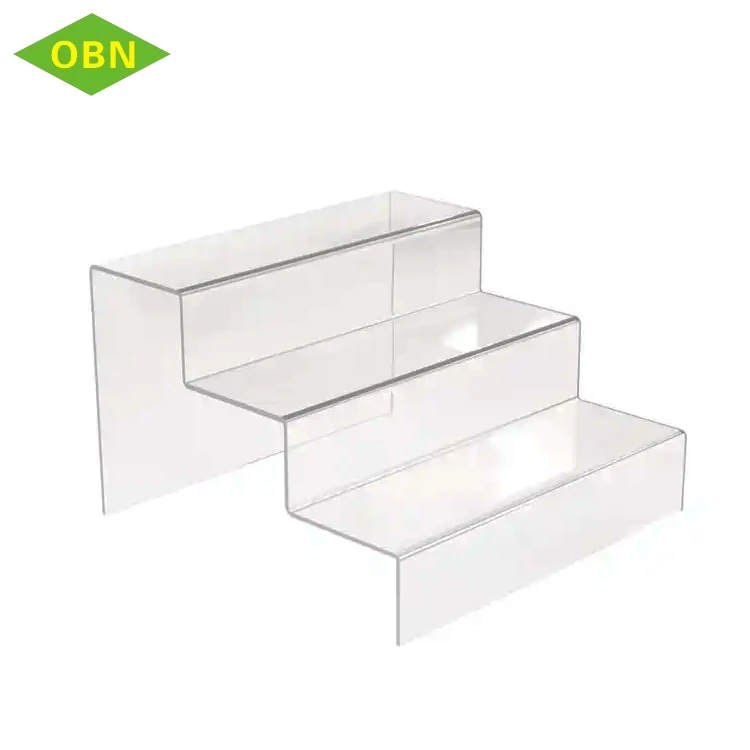 Customized Lucite desktop clear cosmetic 3 tier acrylic display stand for Perfume and Cupcake Dessert