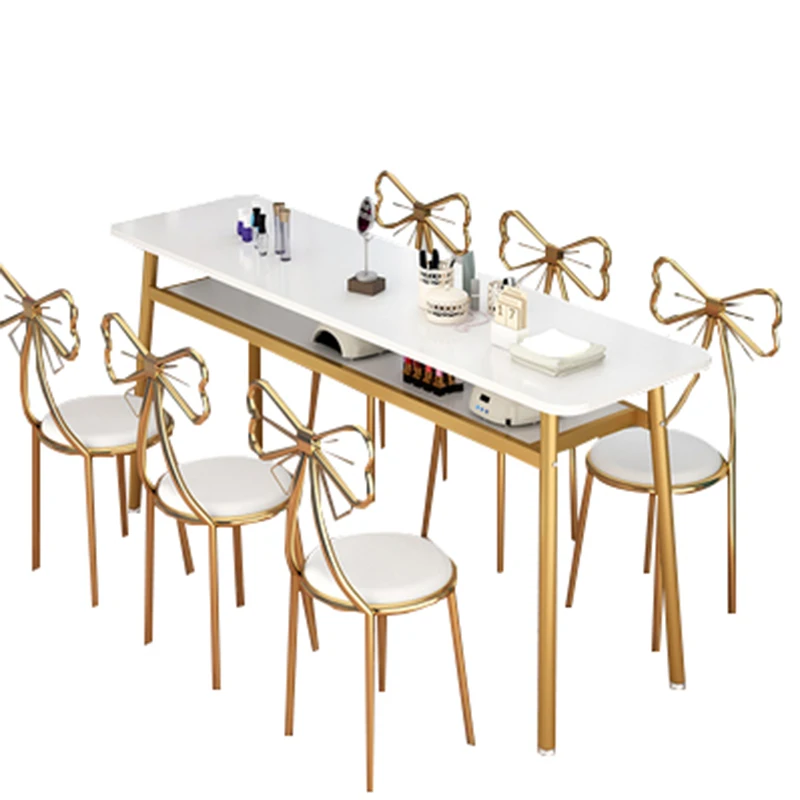 Wholesale simple manicure table and chair set economic single small double iron manicure table