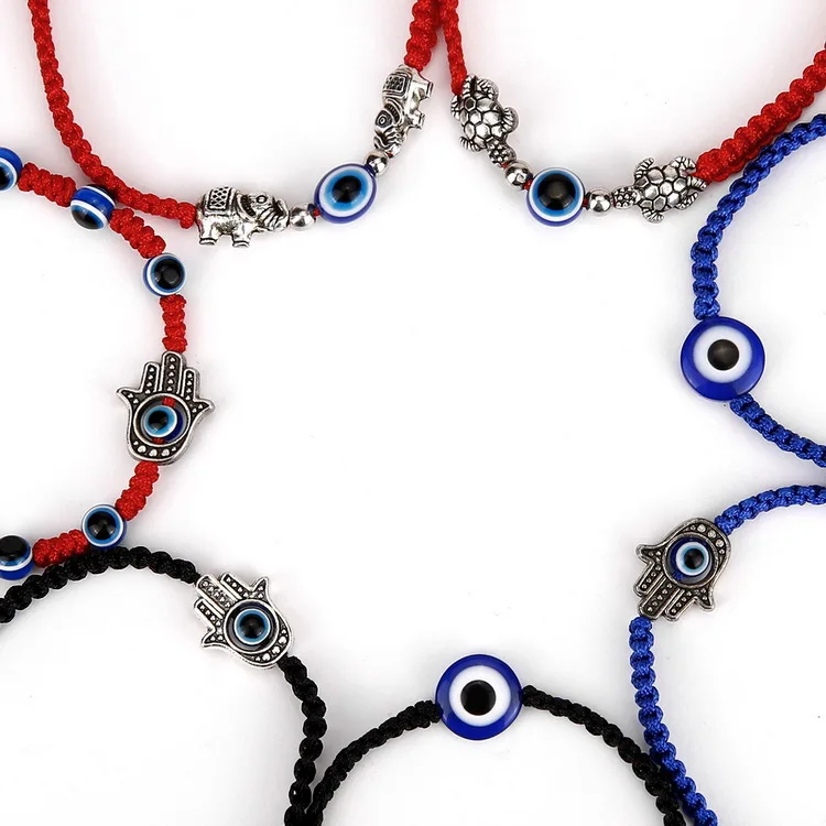 New In Eye Bead Braided Bracelet Lucky Red Black Line Couple Chain Handmade Prayer for Men and Women Adjustable Bracelet Jewelry