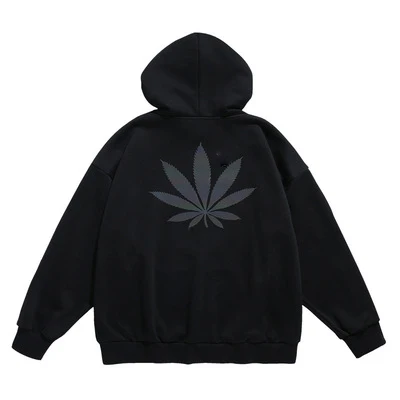 
2020 autumn new hooded sweater men loose maple leaf print couple jacket unisex hoodie 