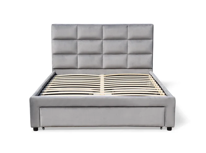 Cheap factory price king size velvet home furniture fabric bed with storage drawers