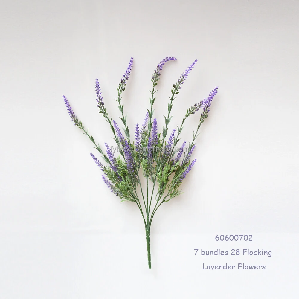artificial Flowers Flocked Plastic Lavender Bundles Fake Plants Home Kitchen Office Table Centerpieces Arrangement