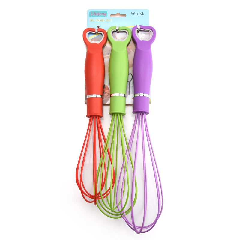 11 12 13 inches cooking baking silicone egg beater hand whisk with bottle opener