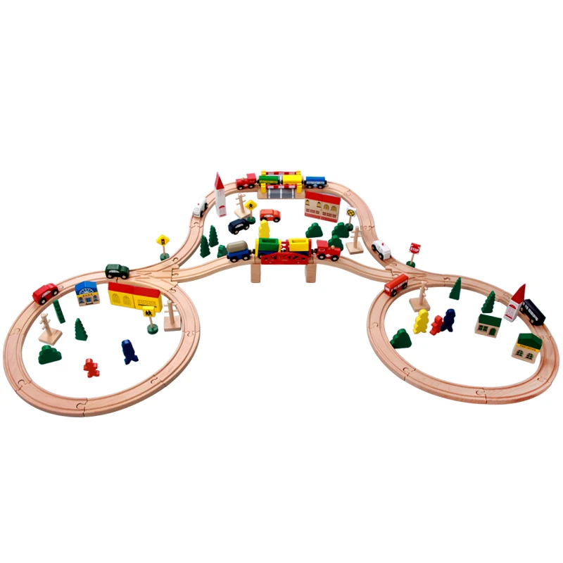 Factory Wholesale Price  STEM Learning Educational Coding Toy Wooden Train Track Slot Toy