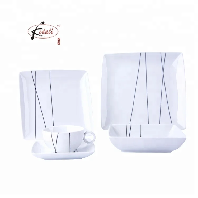 Square Mable Style Ceramic Coffee Cup Dinner Plate Set Tea Cup With Dish Sacuer Set