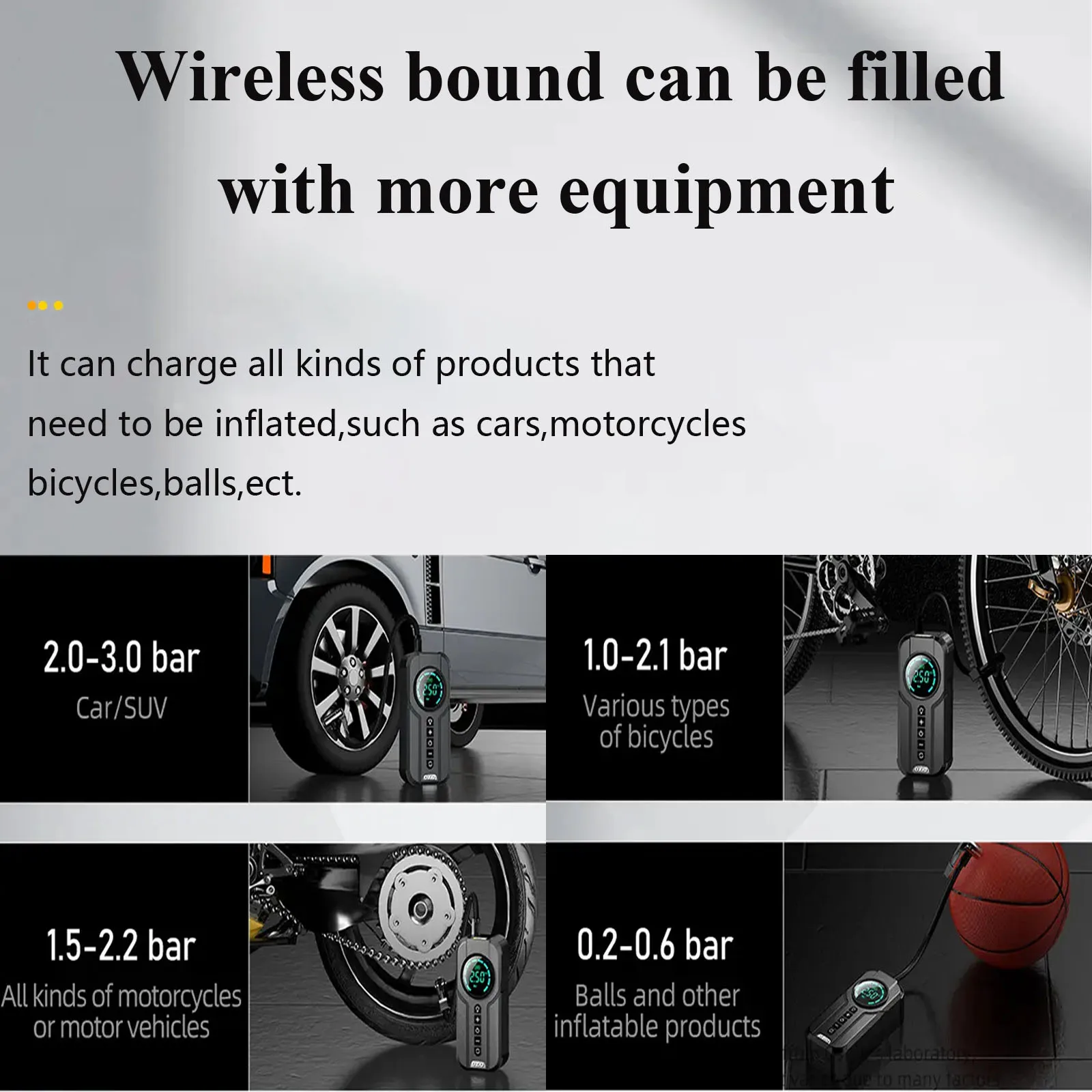 Kingshowstar 12V Portable Electric Mini Wireless Car Air Pump Inflator ABS Digital Tire Pressure Monitor Box Packed