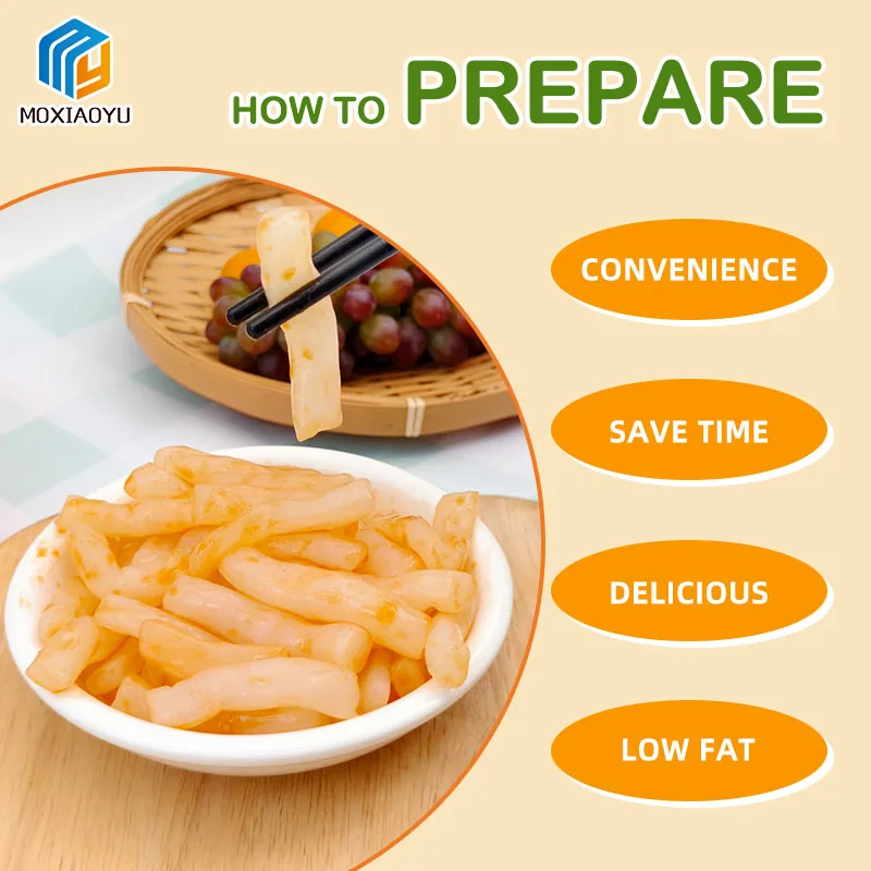 OEM New Arrival China Lose Weight Korean Shirataki  Fried Rice Cake Spicy Flavor Fast Food Konjac Rice Cake