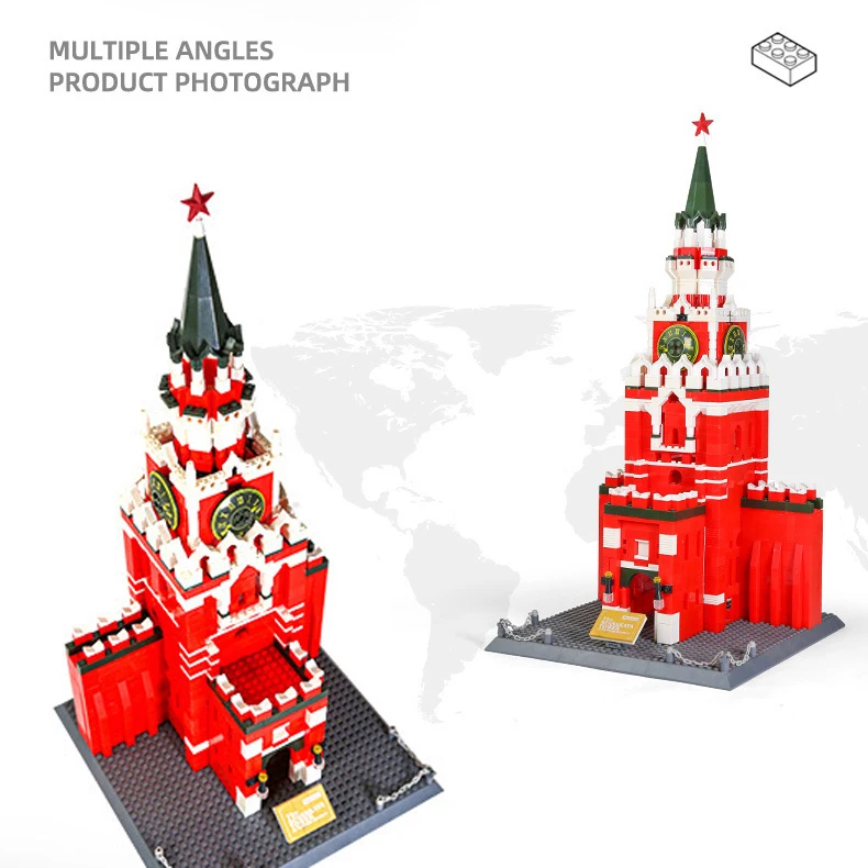 5219 1108 шт. модели из АБС мировая архитектура Спасская башня Россия кирпичи городская декорация коллекция детских игрушек