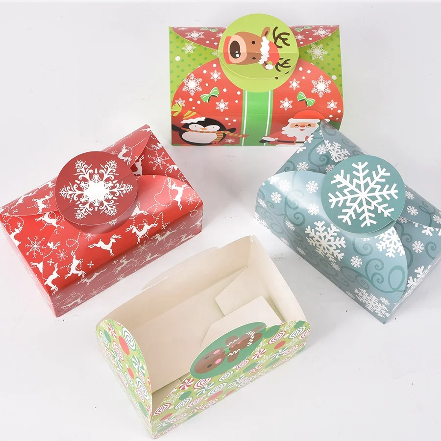 Collection Festive Christmas Theme Paper Boxes Treats Candy Chocolate Goodies Boxes Merry Christmas Favor Gift Boxes