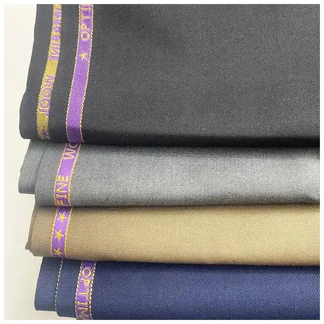 100% Merino Woolen Heavy Worsted 360 g Suit Fabric Organic Knitted Plaid for Jacket Lining for man